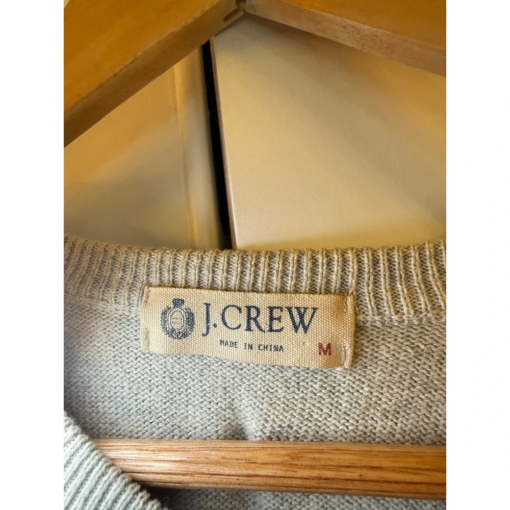 J.Crew Mens V-Neck Sweater Cotton Cashmere Blend Heathered‎ Grey 88055 Size M